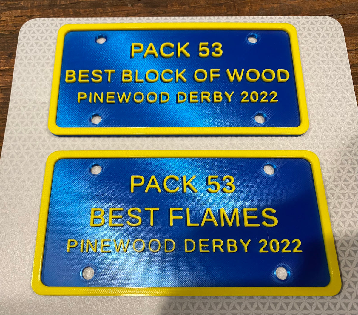 Pinewood Derby Award Set (Custom License Plates)