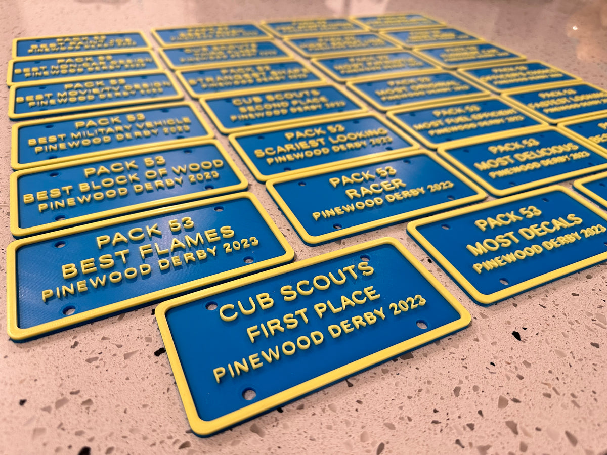 Pinewood Derby Award Set (Custom License Plates)