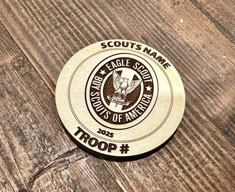 Personalized Eagle Scout Wood Coin